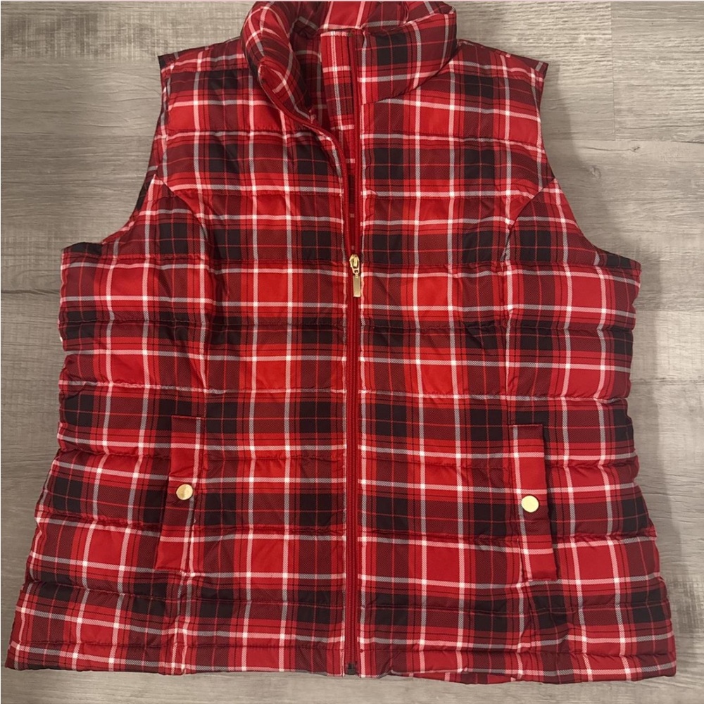 Charter Club Red and Black Plaid Vest